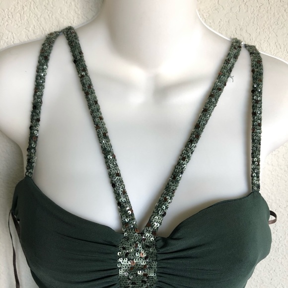 BCBG ruched sequined fit & flare cocktail dress S - Picture 5 of 14